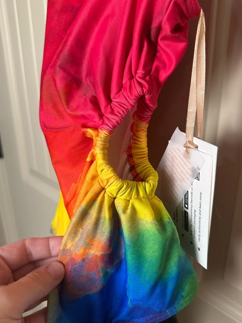 Girls Grace Karin One Piece Rainbow Watercolor Swimsuit Size 10 Cutout Ruched